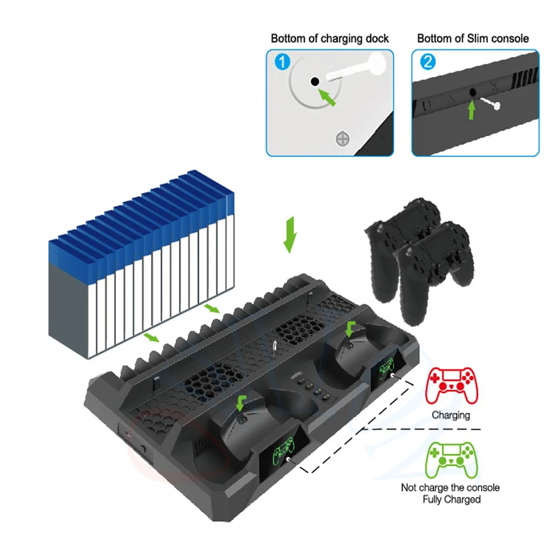 Вертикальная светодиодная подставка с охлаждающим вентилятором + док станция