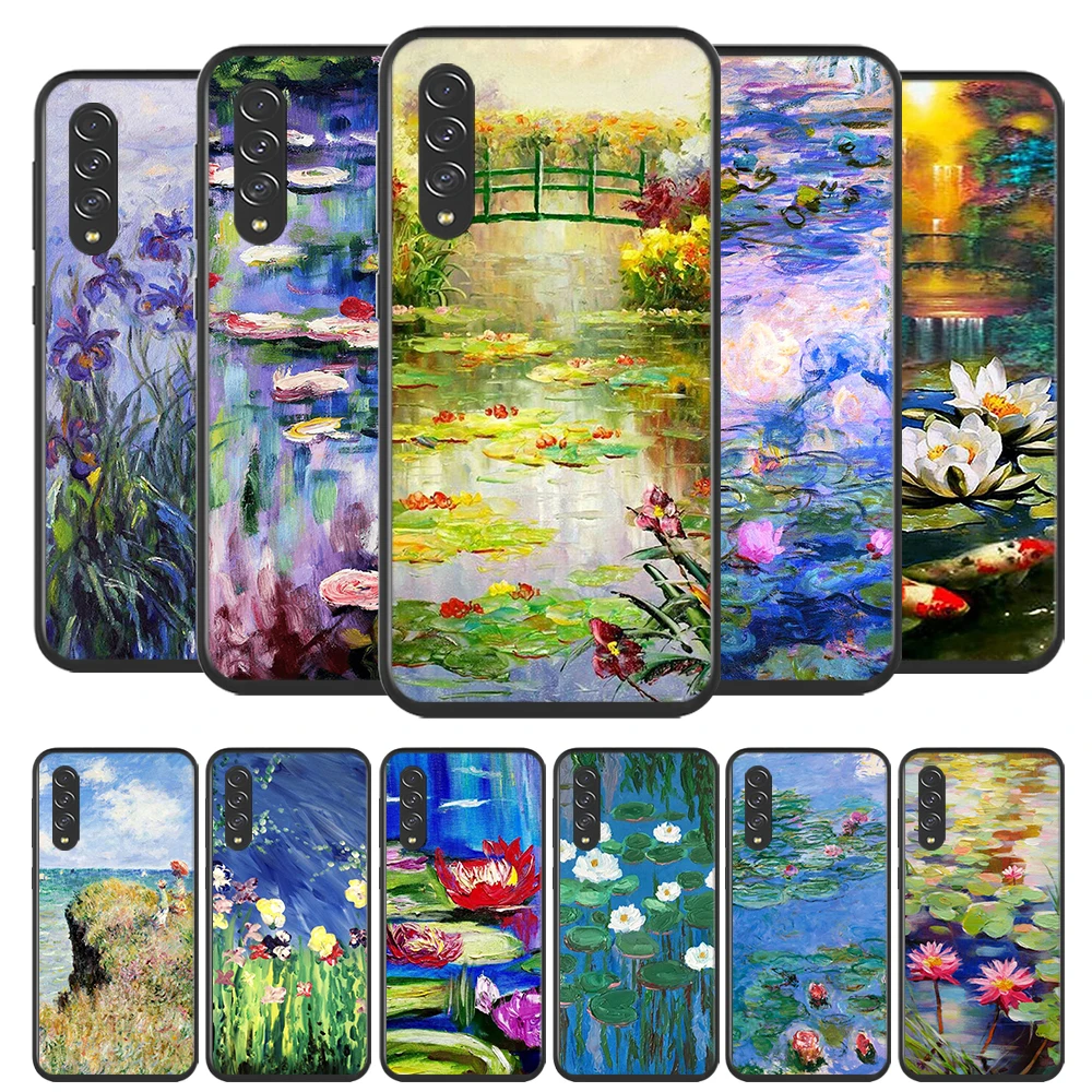 

Monet Garden Lotus Bridge for Samsung Galaxy A90 A80 A70 A60 A50 A40 A30 A2Core A10 Silicone Soft Black Phone Case Cover