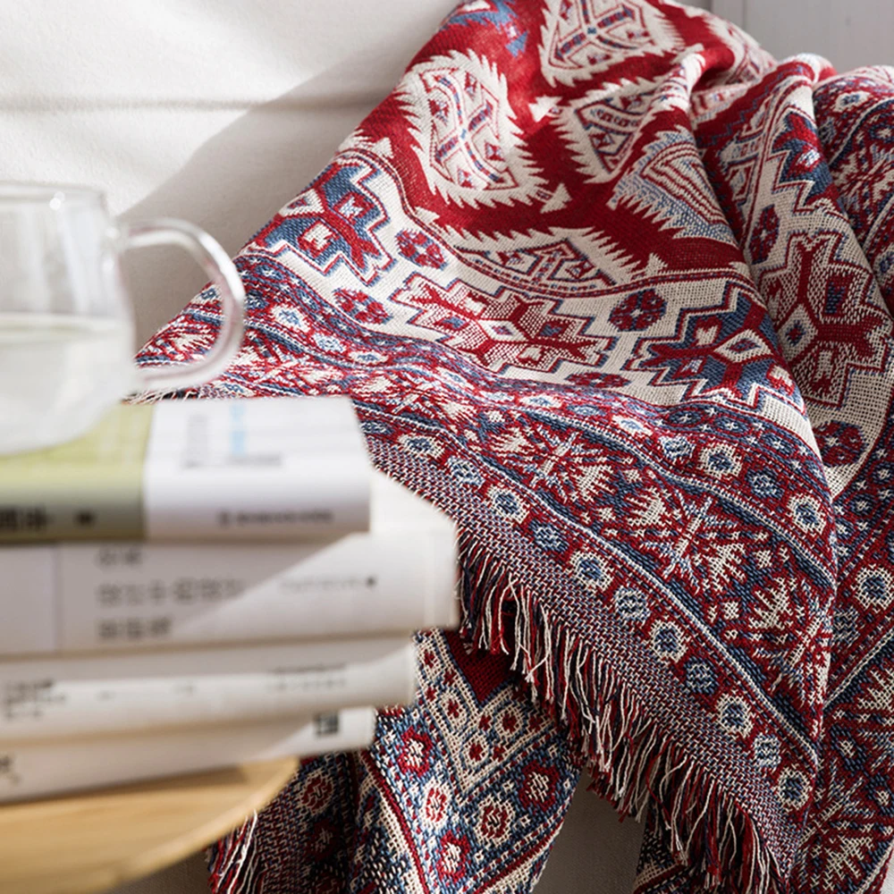 Home Slipcover Tapestry Blanket Throw Cotton Three Layer Decor Bedspread Warm Soft Sofa Chair Tassels D20 | Дом и сад