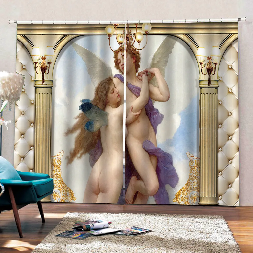 Шторы для душа в европейском стиле с римскими колоннами привлекательные