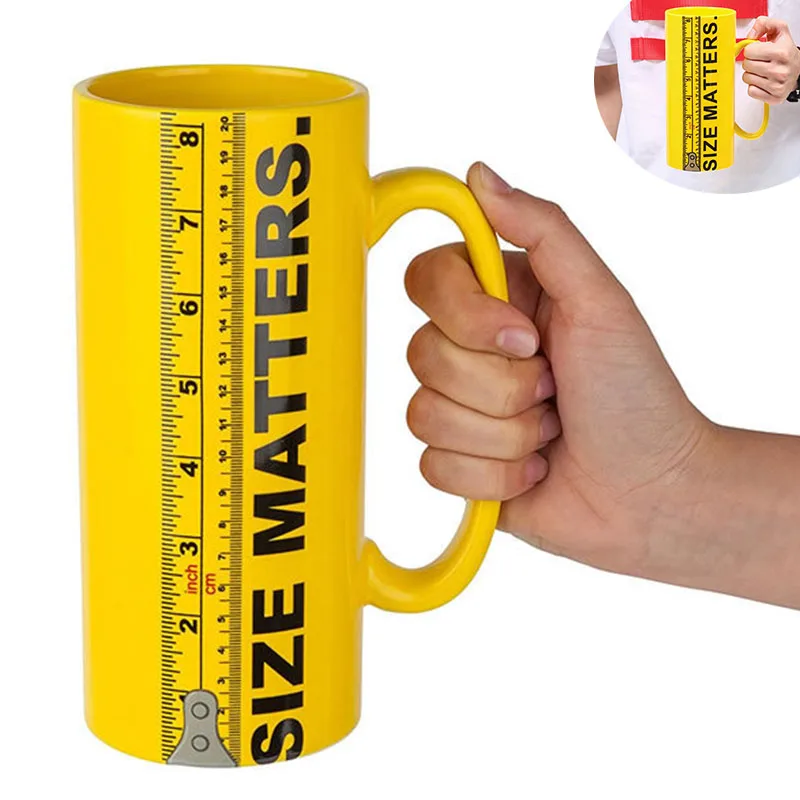 

Size Matters Coffee Mug Beer mug Ceramic Ruler Tall Cup 32oz Large Capacity Tea Water Beer Cups and Mugs Creative Drinkware Mark