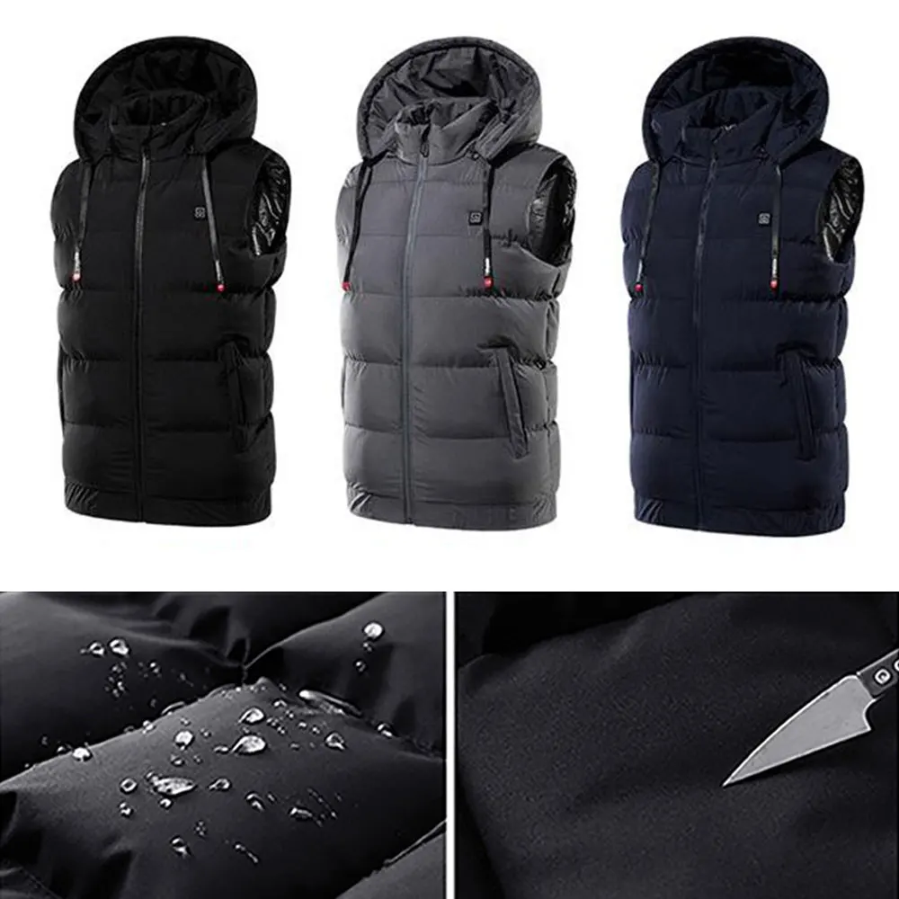 9 Areas Heated Jackets Intelligent Temperature Control Fever Keep Warm Cotton Waistcoat With Hood Outdoor Winter Clothing | Спорт и