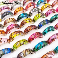 wholesale 100pcslot colorful acrylic leopard print rings for women mix style charms high quality resin ring party gift fashion