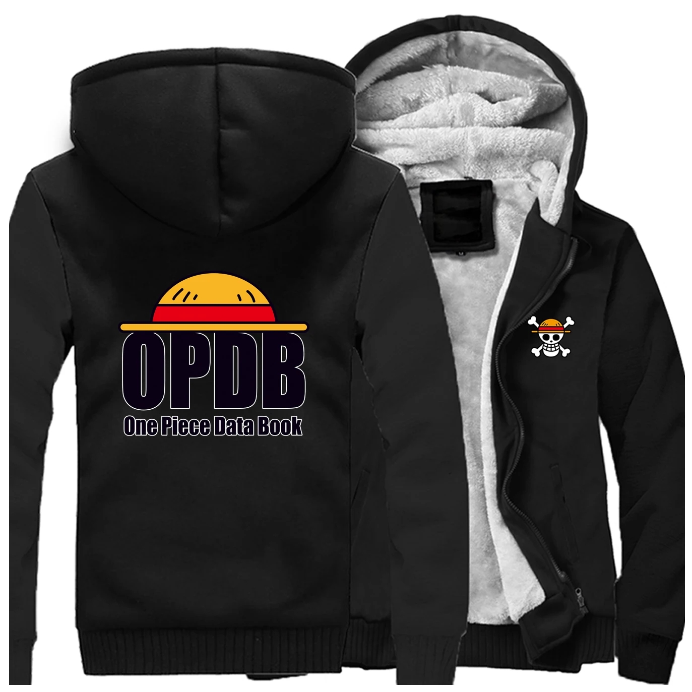 

One Piece Straw Hat Luffy Thick Hoodies Sweatshirt Men Winter Fleece Coat Harajuku Man Fashion Brand Hoody Hip Hop Streetwear