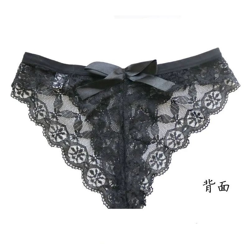 Big bow solid color lace translucent sheer thong | Женская одежда