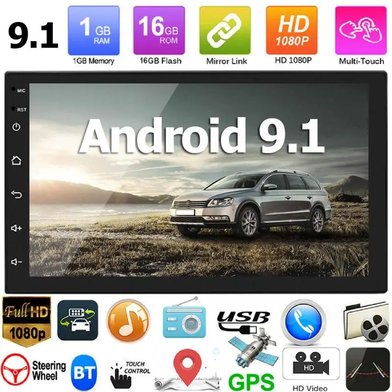 7168 обновленная версия двойной 2 DIN 7 дюймов Android 9 1 Стерео gps Navi WiFi Bluetooth FM радио