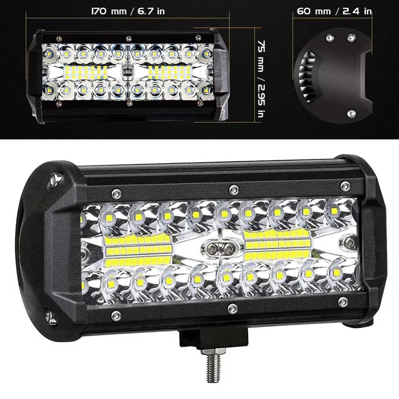 

7 Inch 400W Combo Led Light Bars Spot Flood Beam Spot 9V- 30V 13200LM LED Headlight For Truck Trailer Pickup Boat Car SUV ATV