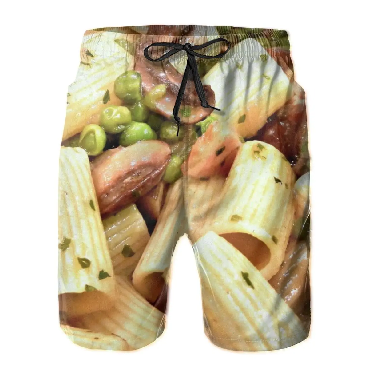 

Summer Men Beach Short Breathable Quick Dry Funny Geek Food Full Printed,Sausage Party running Boccolotti Pasta Male Shorts