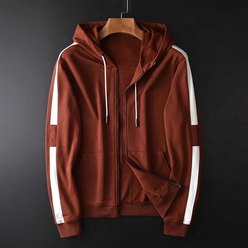 Мужская хлопковая толстовка в полоску с капюшоном размеры до 4XL|Мужские