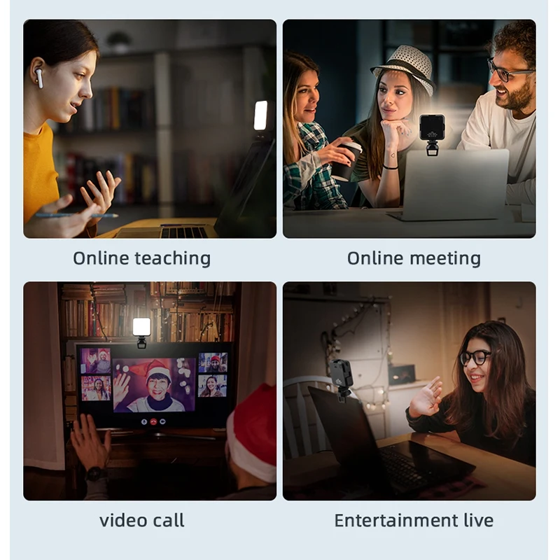 

64LED 6W Mini Video Light 2000MAh 2500-5600K Zoom Lighting Photographic Lighting Bright Meeting, Live Vlog Fill Light