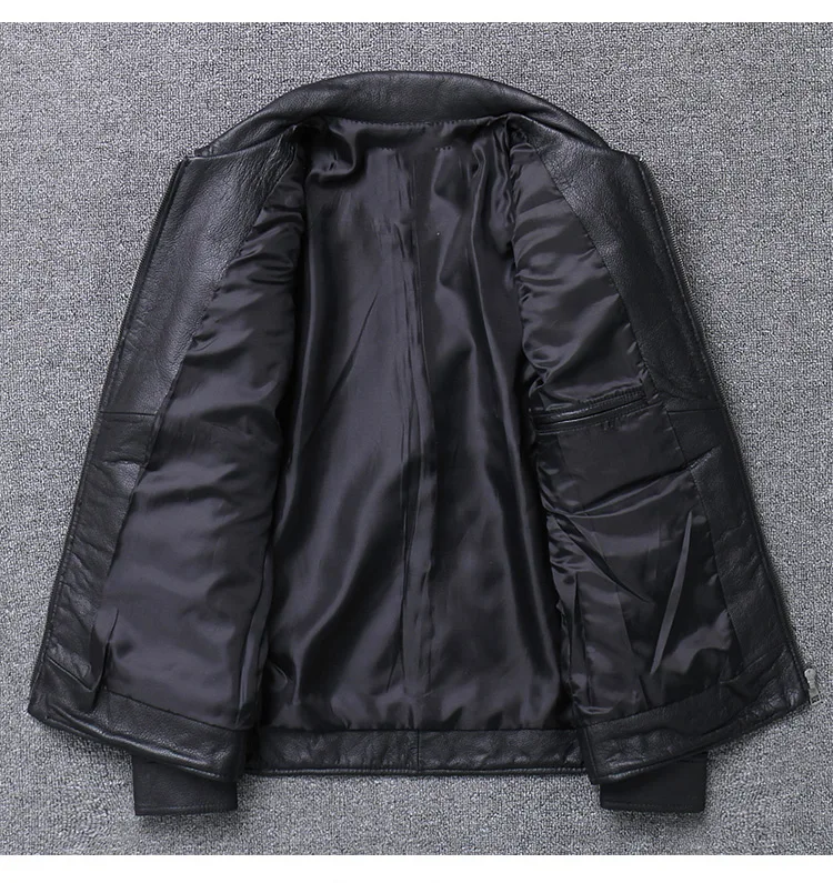 Итальянская мужская короткая куртка из натуральной телячьей кожи с карманами на