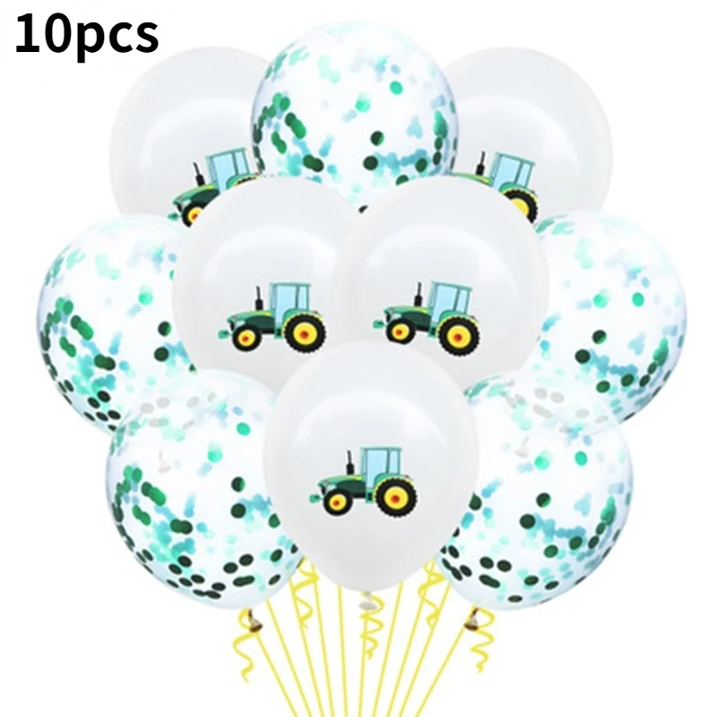 Строительный экскаватор набор воздушных шаров с золотыми блестками зеленый