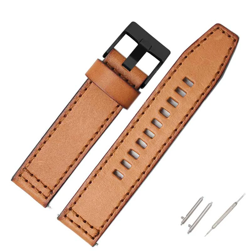 For Fossil JR1354|1487|1424 watchband high quality Retro quick release genuine leather diesel strap black dark brown 22mm 24mm