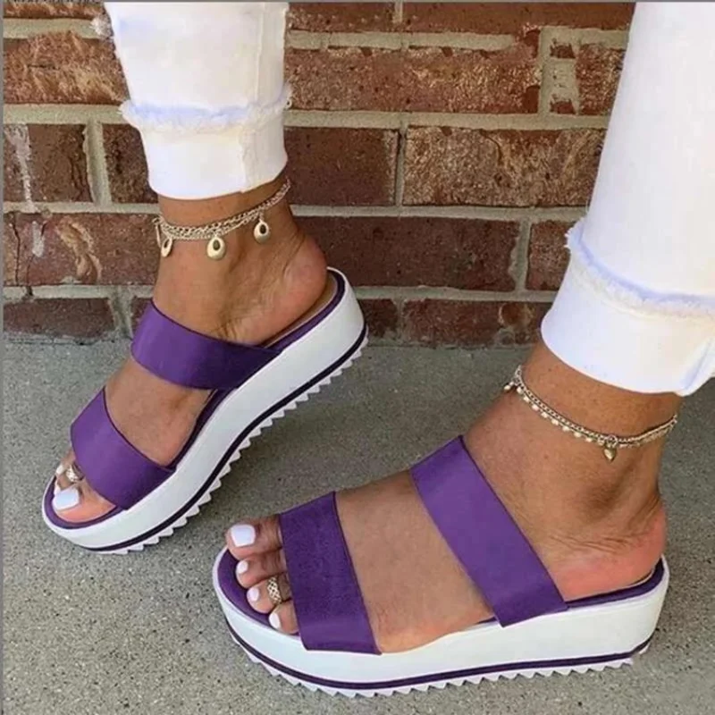 

SUNNYS Autumn Women Slides Double Band Platform Waterproof Outdoor Beach Sandals Casual All Match Slippers Open Toe Big Size Ms