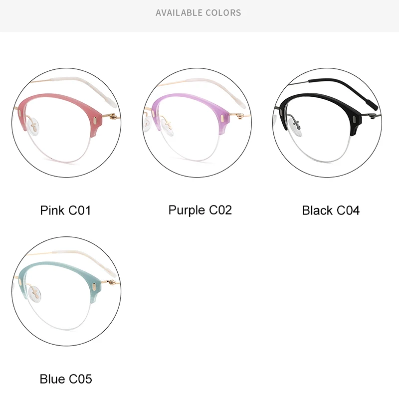 Женские очки с полуободковой оправой и без винтов из нержавеющей стали|Женские