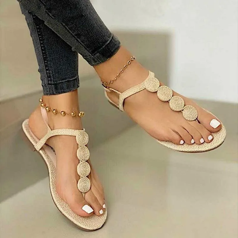 

2021 Summer Women Sandals Flat Casual Beach Gladiator Open Toe Bohemian Ladies Shoes Buckle Strap Roman Sandals Women Flip Flops