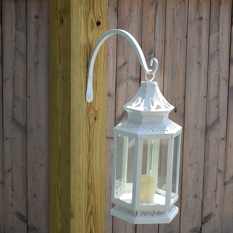 

2 Pieces Hanging Plant Stand Hook Plant Hanger for Flower Basket Bird Feeder Wind Chime Lantern Etc 8 Inches White