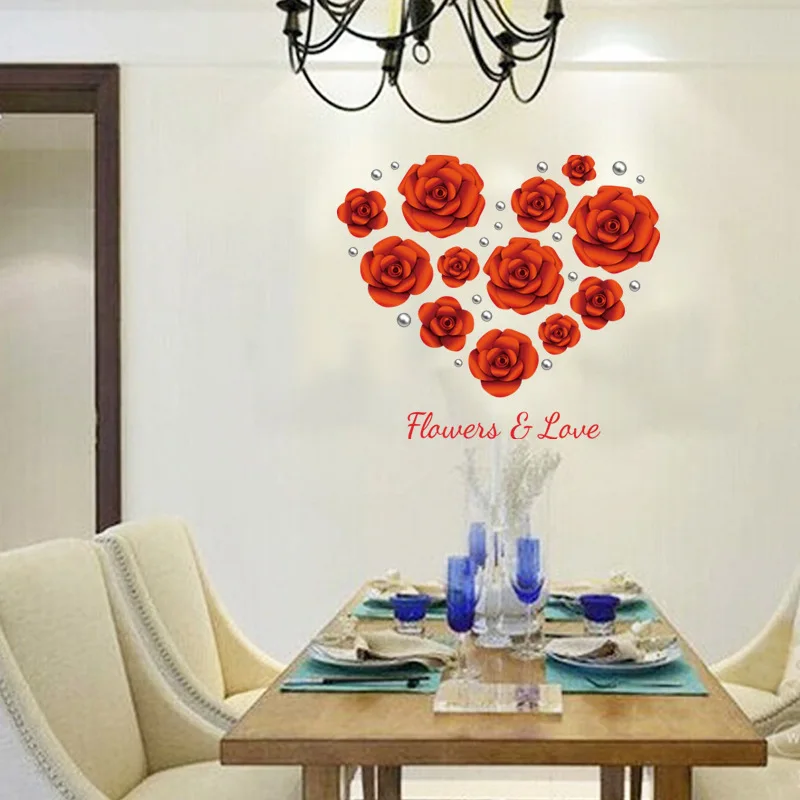 

Фантастические наклейки на стену в виде красной розы для спальни, декор «сделай сам», фотообои с цветами