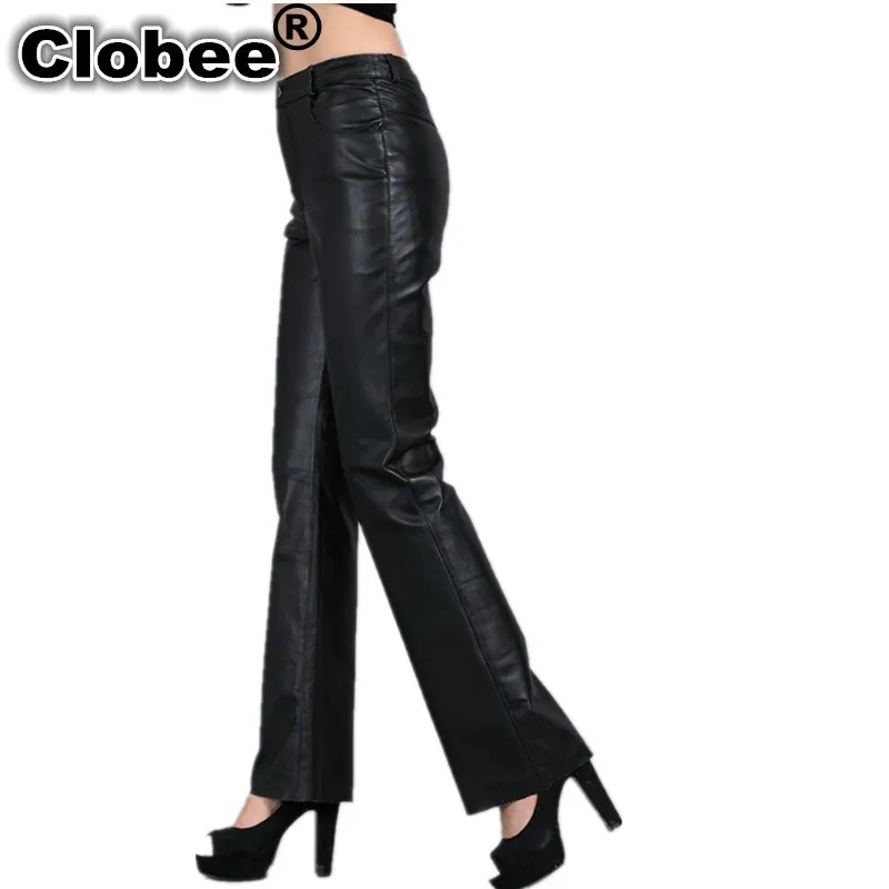 Женские брюки из натуральной овечьей кожи на молнии со средней талией | Женская