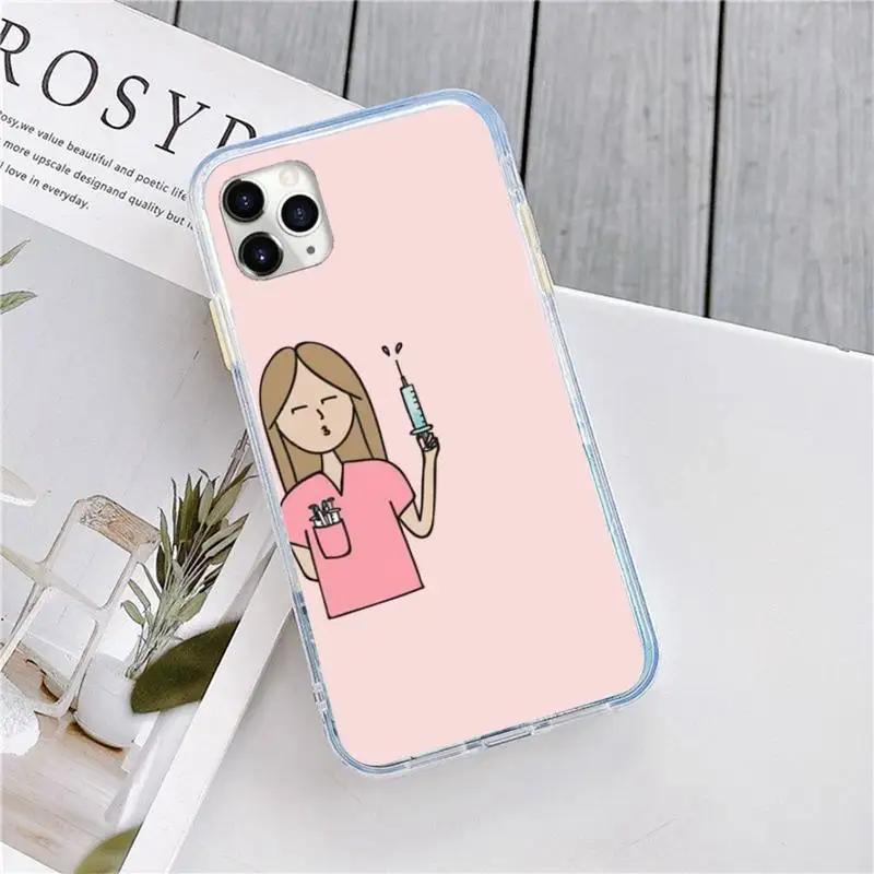 

Medicine Doctor Nurse Cartoon Phone Case for iPhone 11 12 pro XS MAX 8 7 6 6S Plus X 5S SE 2020 XR mini luxury design coque