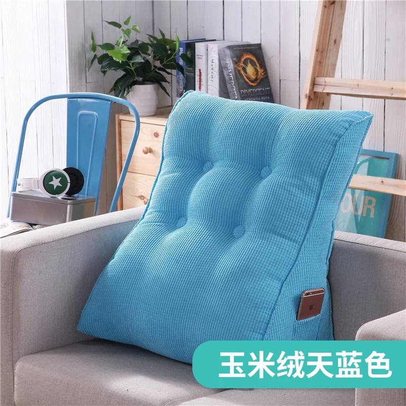Triangle Cushion Backrest Pillow for Bed Big Dedroom Reading Neck Waist Soft Tatami Solid Color Cojines Home Decor FK117 | Дом и сад