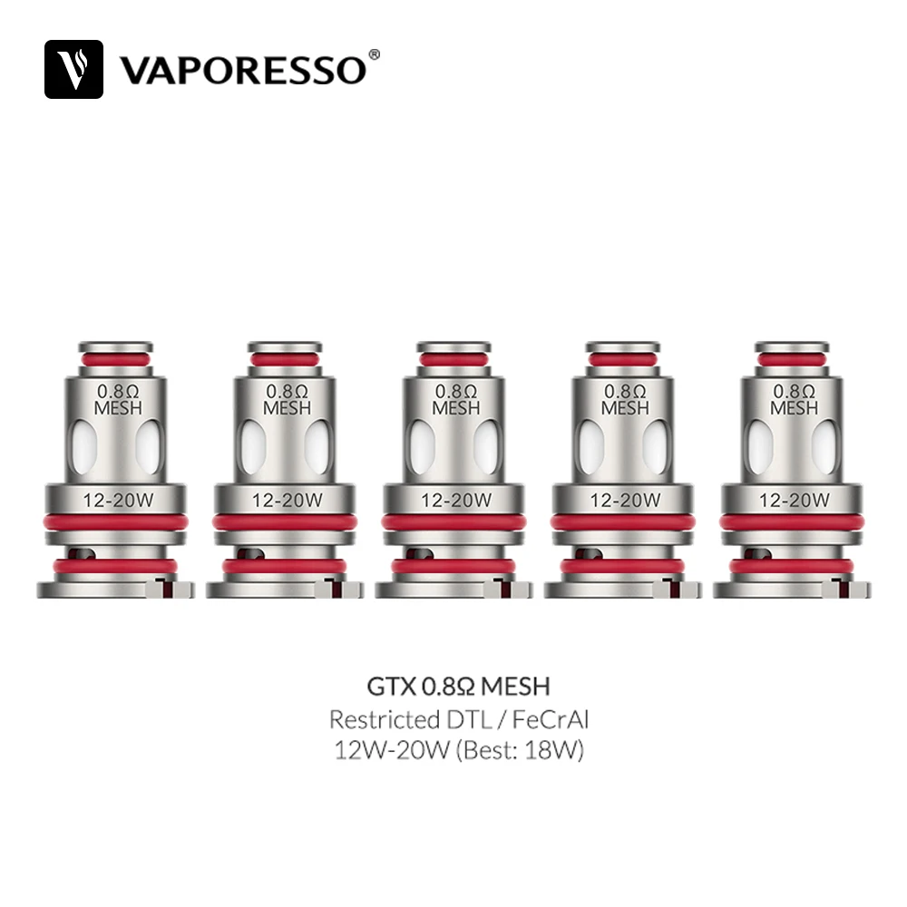 

Original Vaporesso GTX Coil 0.8ohm Mesh Coil Atomizer Core For TARGET PM8/GTX ONE/LUXE PM40/SWAG PX80 Electronic Cigarette