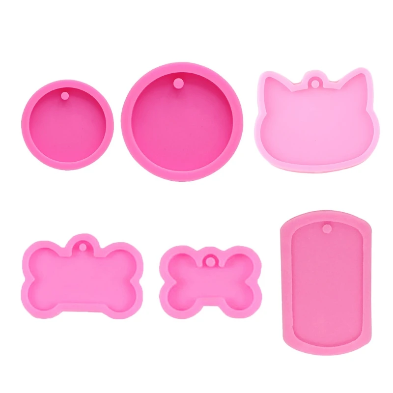 

6 Styles Round Pet Listed Pendants Keychain Epoxy Resin Mold Key Chain Earrings Silicone Mould DIY Crafts Jewelry Tool J60E
