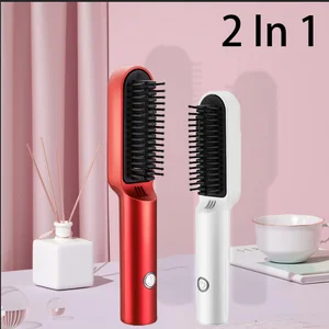 Lazy Wireless Hair Straightener Comb Electric Mini Curler Hair Straightener Dual-use Household Styli