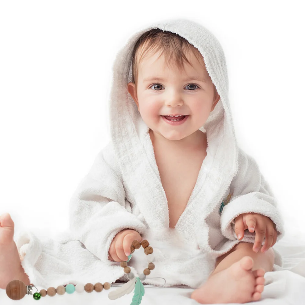 

1 Set 2Pcs Beech Silicone Baby Pacifier Chains Clips Practical Pacifier Chains
