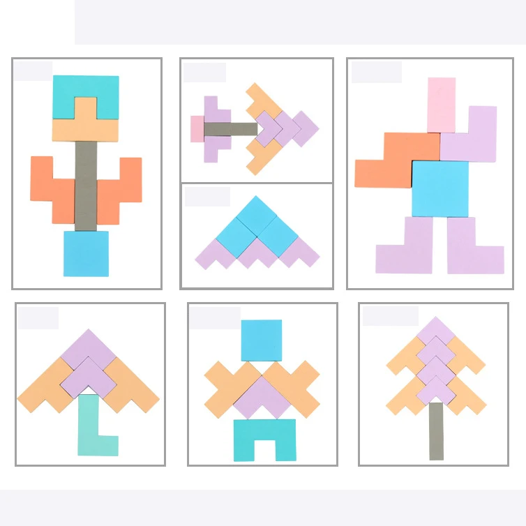 3 в 1 3D деревянные головоломки доска Игрушки Tangram T letter тетрис Sudoku Монтессори