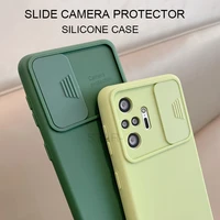 slide camera lens protector liquid silicone phone case on for xiaomi redmi note 10 s note10 pro max 10s 9 9s 8 8t 9a 9c nfc 9at