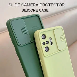 slide camera lens protector liquid silicone phone case on for xiaomi redmi note 10 s note10 pro max 10s 9 9s 8 8t 9a 9c nfc 9at free global shipping