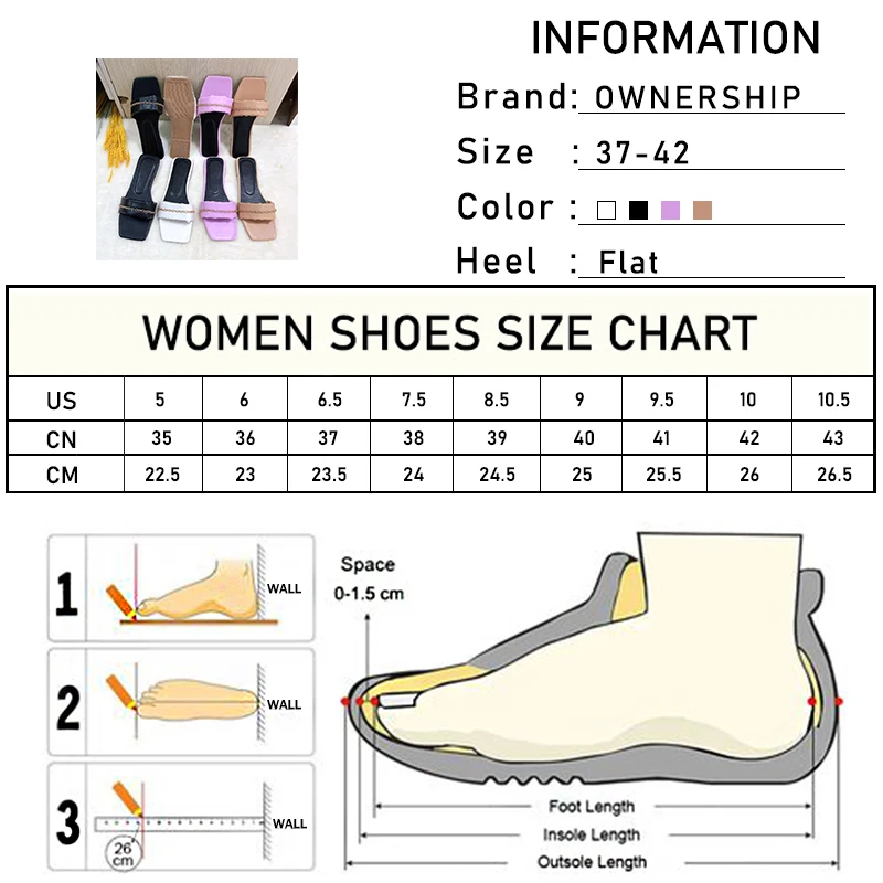 

Women Square Toe Slippers 2021 Summer Chain Slides Woman Casual Flats Female Fashion Comfort Shoes Ladies Big Size Footwear