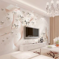 custom photo wallpaper modern 3d creative pink ribbon silk wall painting diamond jewelry wall decor wallpaper for bedroom walls