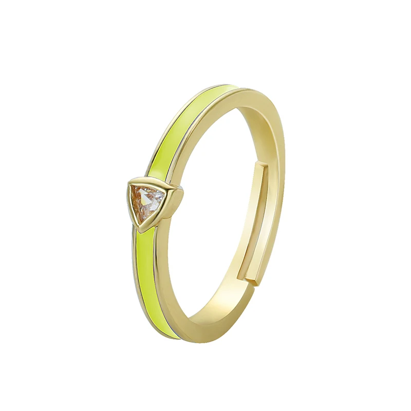 Женское регулируемое кольцо с эмалью разноцветное инкрустацией из циркония