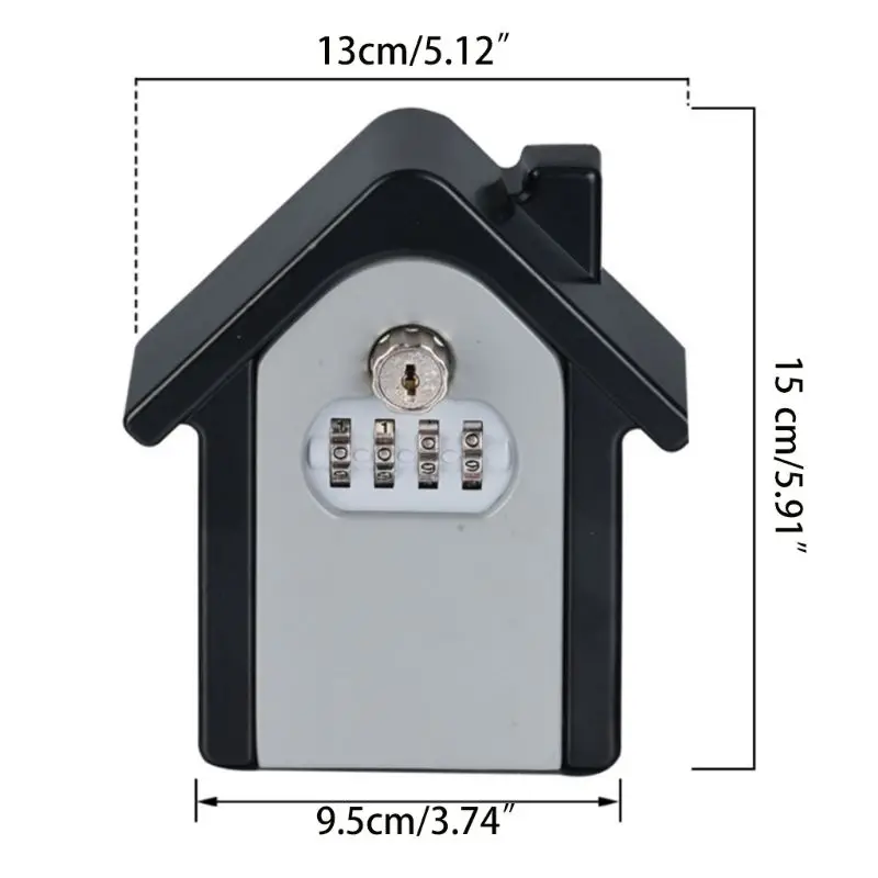 

Small House Shape Spare Key Safe Storage Box for Home Family Realtor Waterproof Push Button Code Combination Password Security