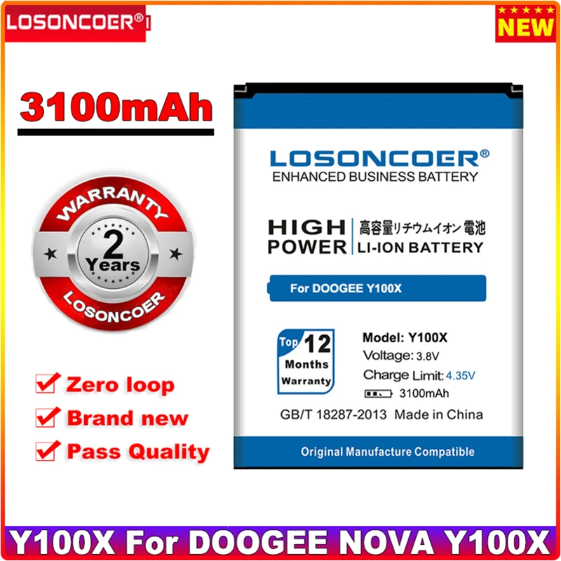 Аккумулятор LOSONCOER 3100mAh Y100X для телефона DOOGEE NOVA Y100X|phone battery|battery for doogee y100xbattery |
