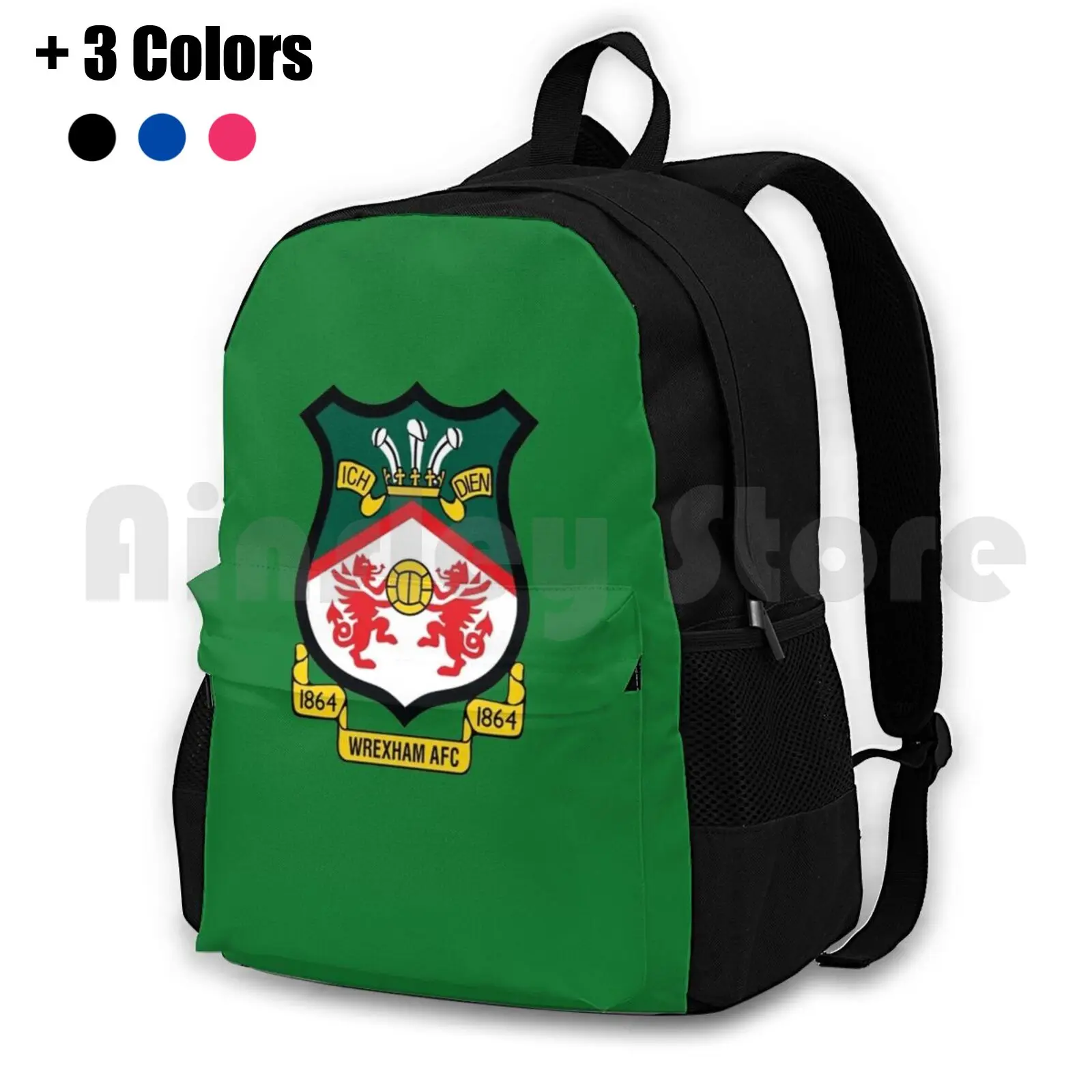 

Wrexham Logo Outdoor Hiking Backpack Waterproof Camping Travel Wrexham Football Team Logo Footy Swans Wales Welsh Town Vintage