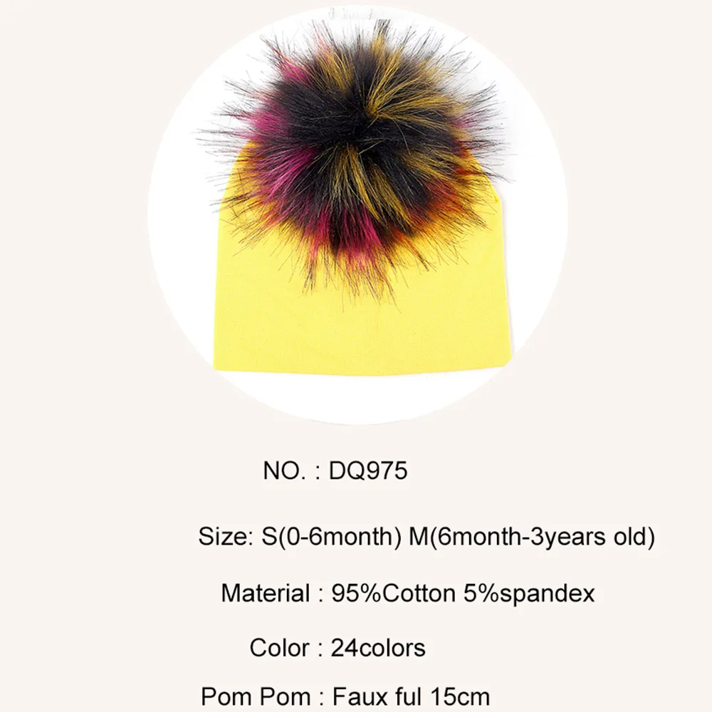 Модная шапка Geebro для новорожденных с помпоном из искусственного меха хлопковая