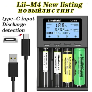 liitokala charger lii m4 capacity test 1 2vnimh 3 7v li ion aaa c sc 18650 26650 21700 18500 14450 10440 usb input microphones free global shipping