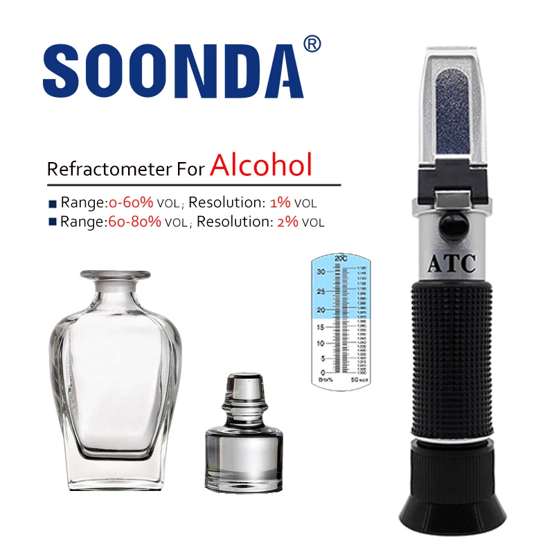 

Рефрактометр спиртовой для алкоголя, 0-80% том