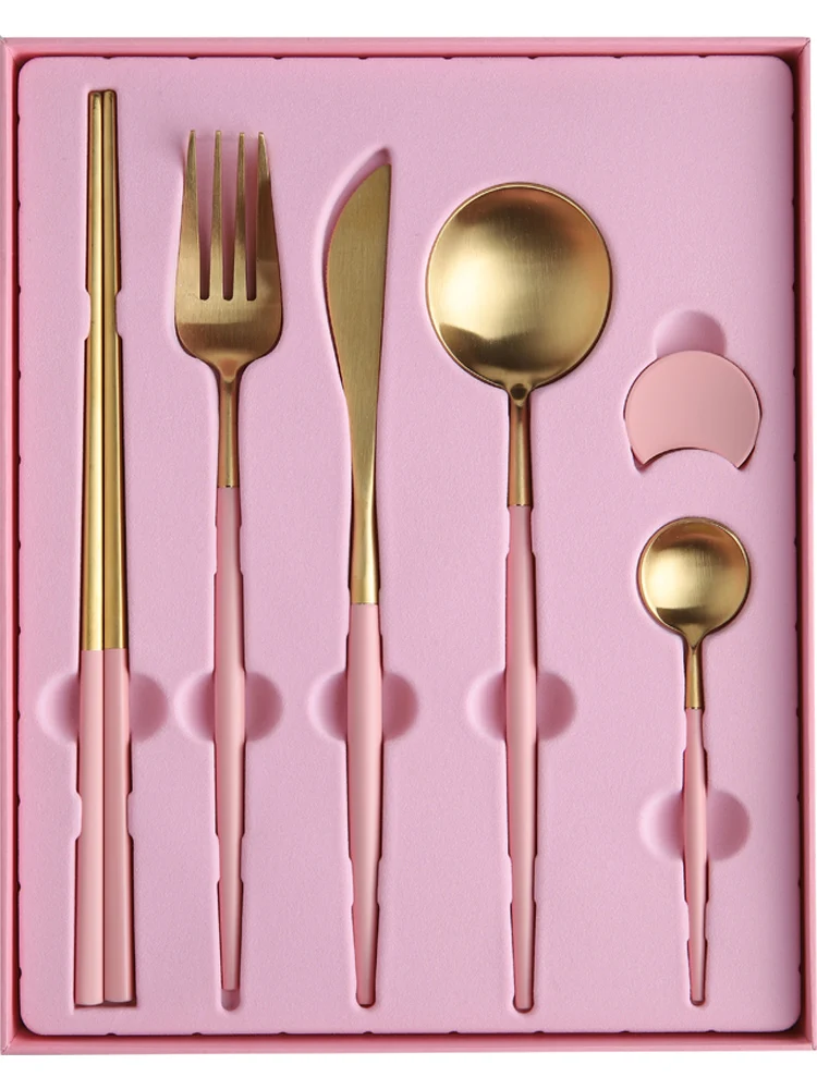 Набор золотых столовых приборов из нержавеющей стали свадебная посуда набор для