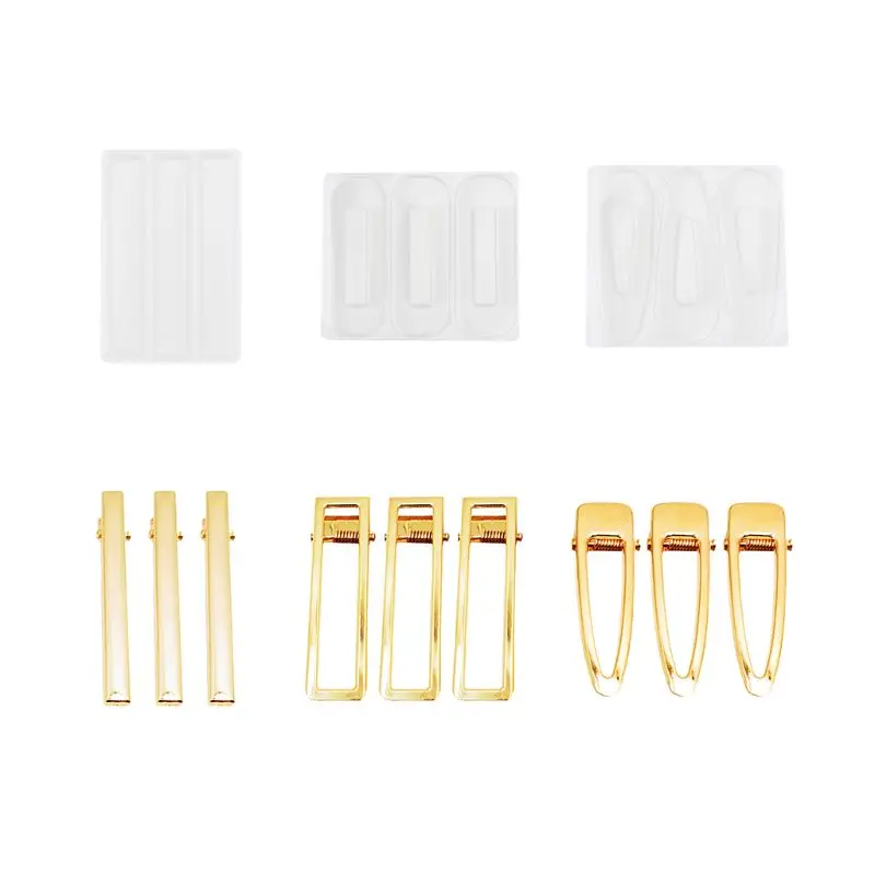 

DIY Crafts Resin Silicone Epoxy Mold Hair Clip Geometric Barrette Mould Jewelry Casting Tools Headwear Making Supplies Gift