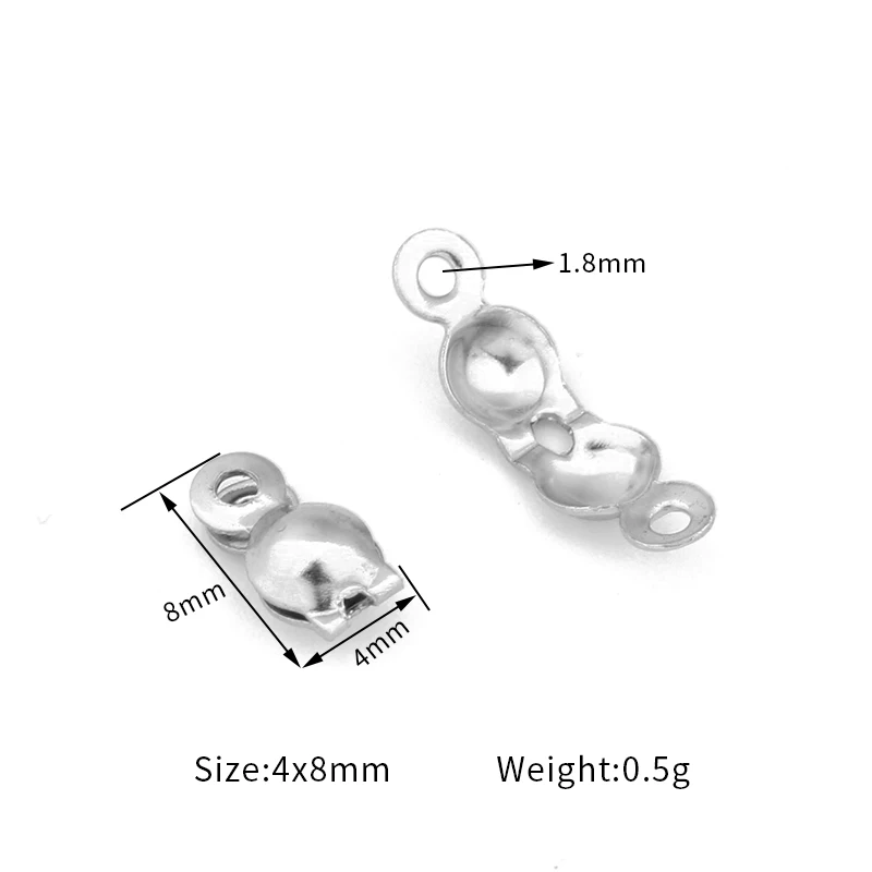 100Pcs Stainless Steel Necklace Chain Connector Clasp Accessories Ball Chain Crimps End Beads Findings For DIY Jewelry Making