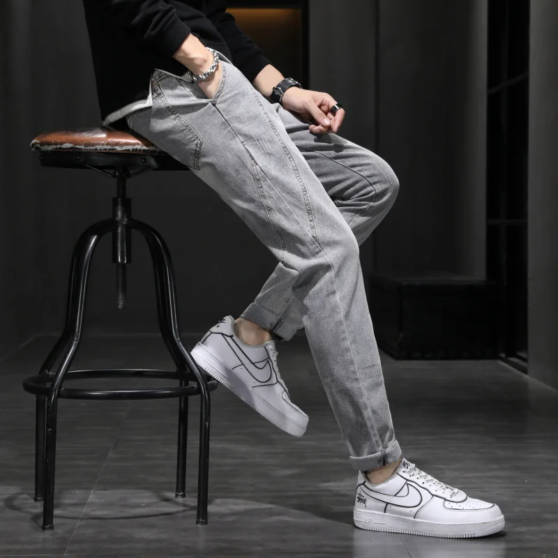 2022 New Spring Autumn Casual Men's Cotton Cargo Jeans Streetwear Harajuku Stretch Denim Pants Joggers Hip Hop Slim Fit Trousers