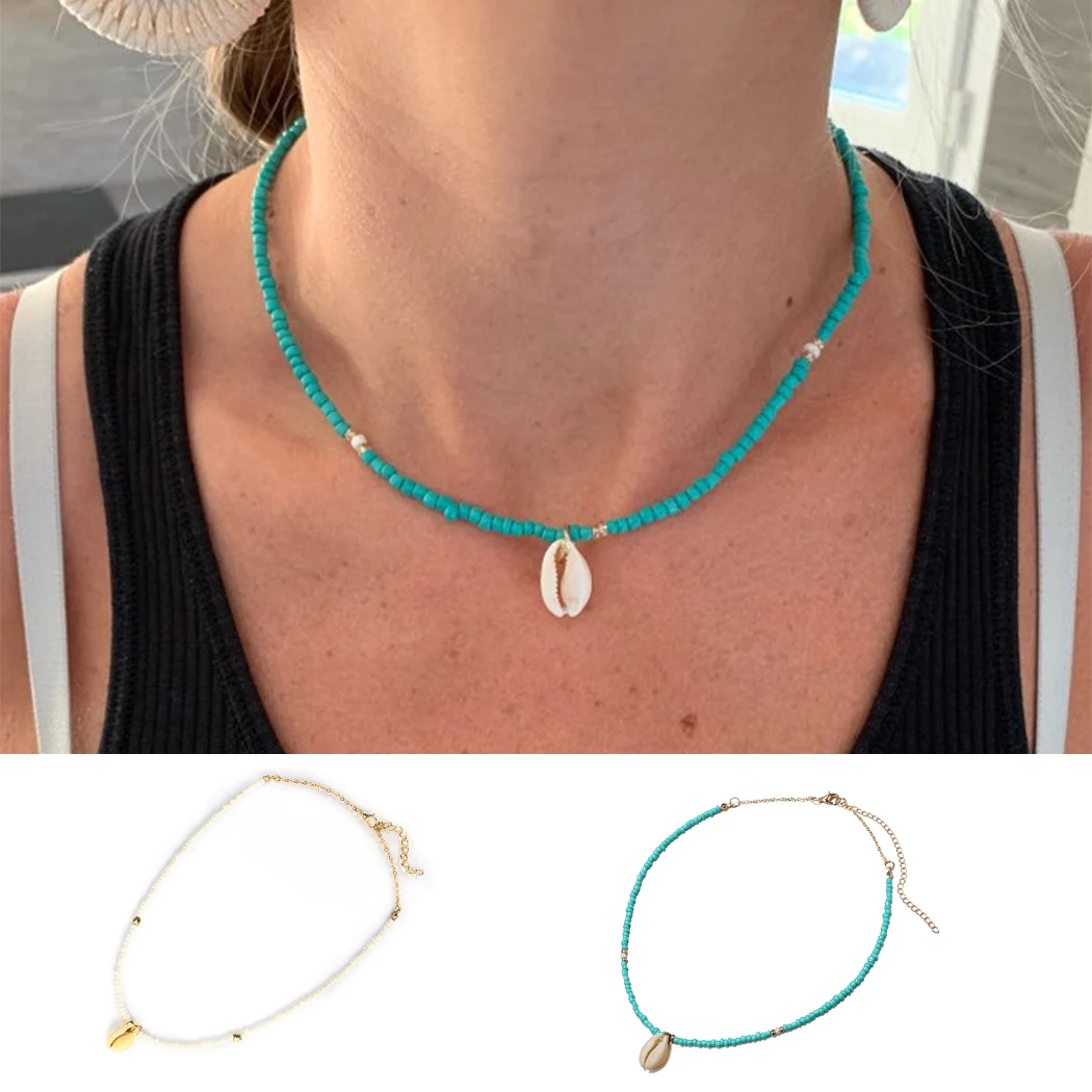 Seashell ожерелье с колье для женщин богемные оболочки подвеска Каури женские модные