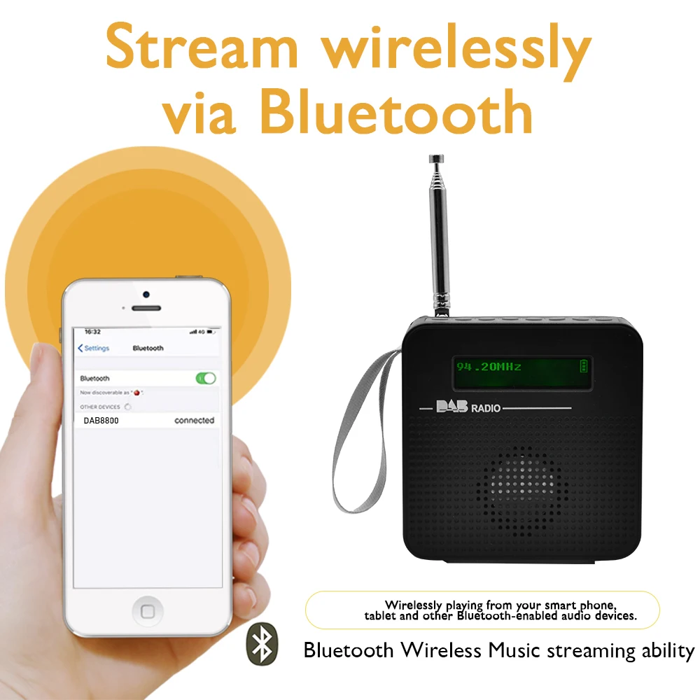 Мини DAB/DAB + цифровой FM AC/DC радио Bluetooth портативное беспроводное Функция сна