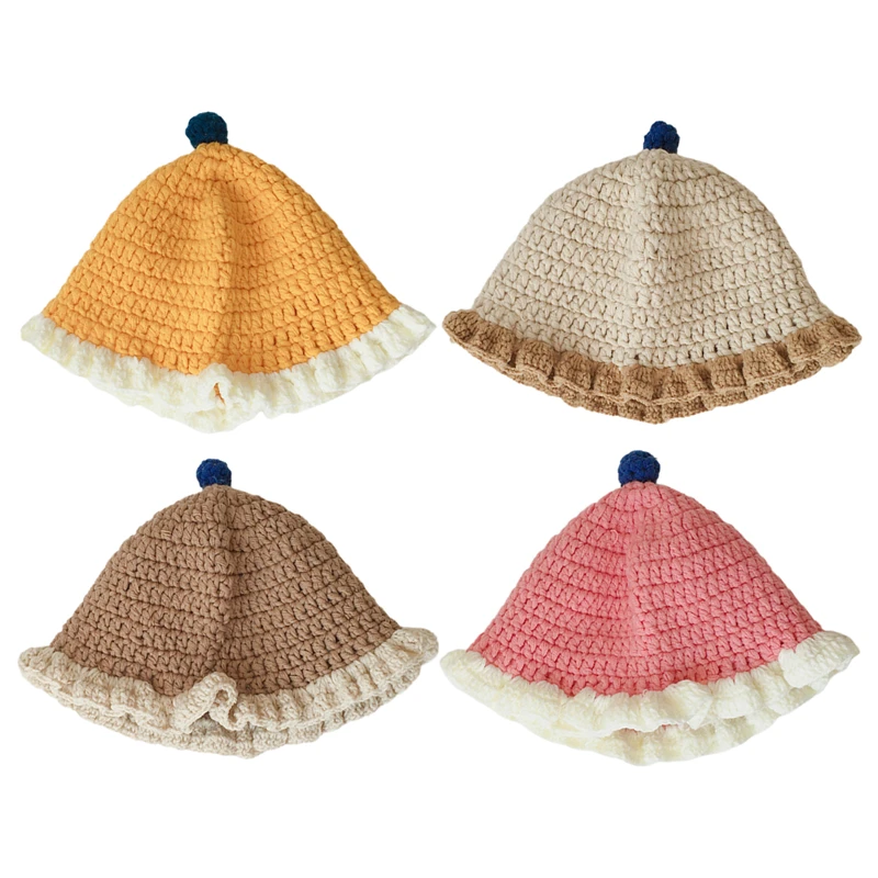 

Children's Hat Autumn And Winter Cute Knit Manual Color Matching Fisherman Hat Outdoor Bucket Hat