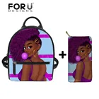 Рюкзаки FORUDESIGNS из искусственной кожи для женщин, черные художественные африканские девушки, Дамские Мини-рюкзаки для книг для женщин, пляжная мини-сумка на ремне