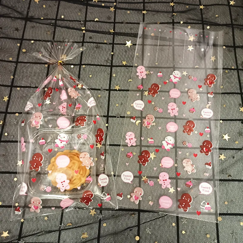 Transparent Gingerbread Man Gift Bags Wedding Candy Biscuits Snack Baking Package Plastic Packaging  Bags Event Party Supplies